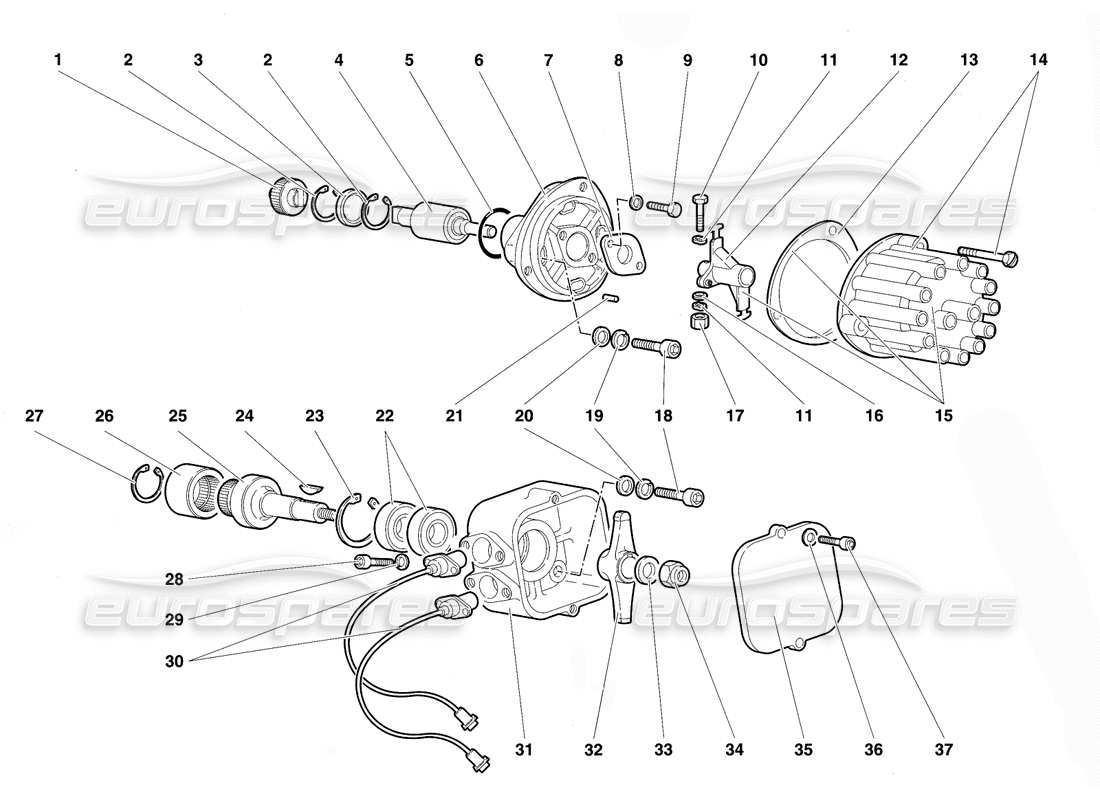 lamborghini diablo se30 (1995) ignition distributor and phase sensors part diagram