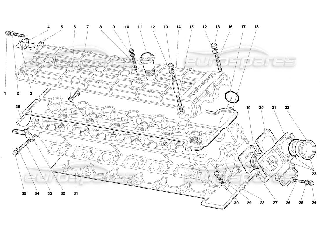 lamborghini diablo se30 (1995) accessories for right cylinder head part diagram