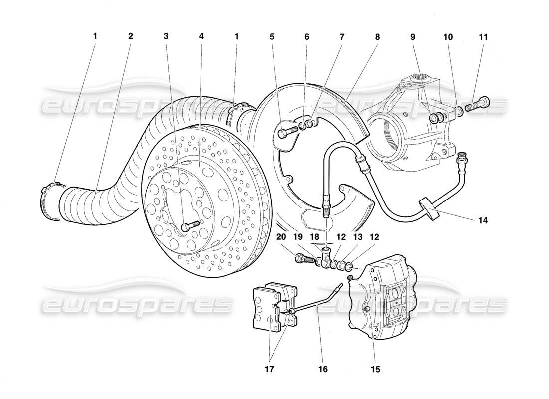 lamborghini diablo se30 (1995) front brakes part diagram