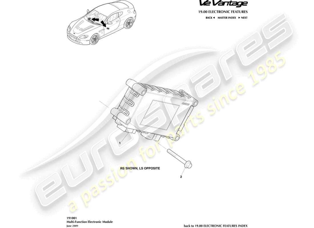 aston martin v12 vantage (2012) multi-function control part diagram