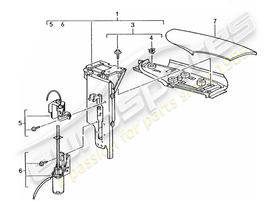 porsche 996 (2002) flap - convertible roof part diagram