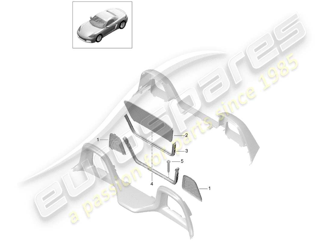 porsche 718 boxster (2020) windscreen part diagram