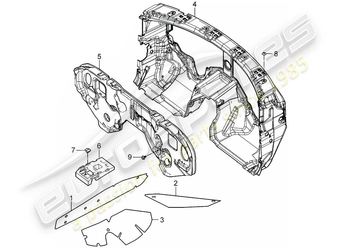 porsche cayenne (2008) sound absorber part diagram