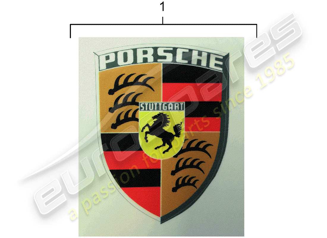 porsche classic accessories (1968) sticker - porsche crest part diagram