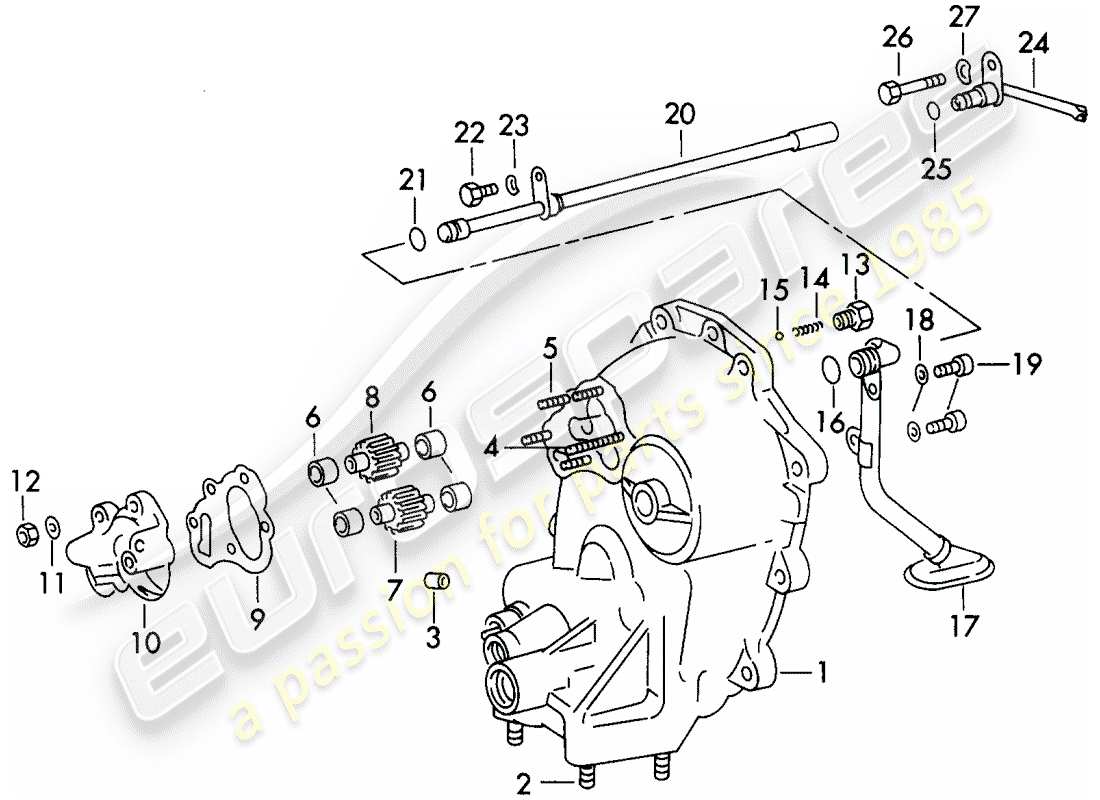 porsche 911 (1970) transmission - oil pump - g >> 783 0870 - d - mj 1972>> part diagram