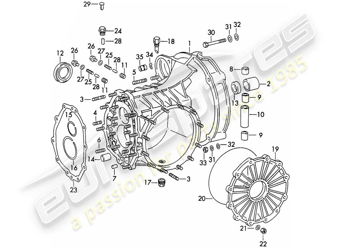 porsche 911 (1970) transmission case - typ 915 - d - mj 1972>> part diagram