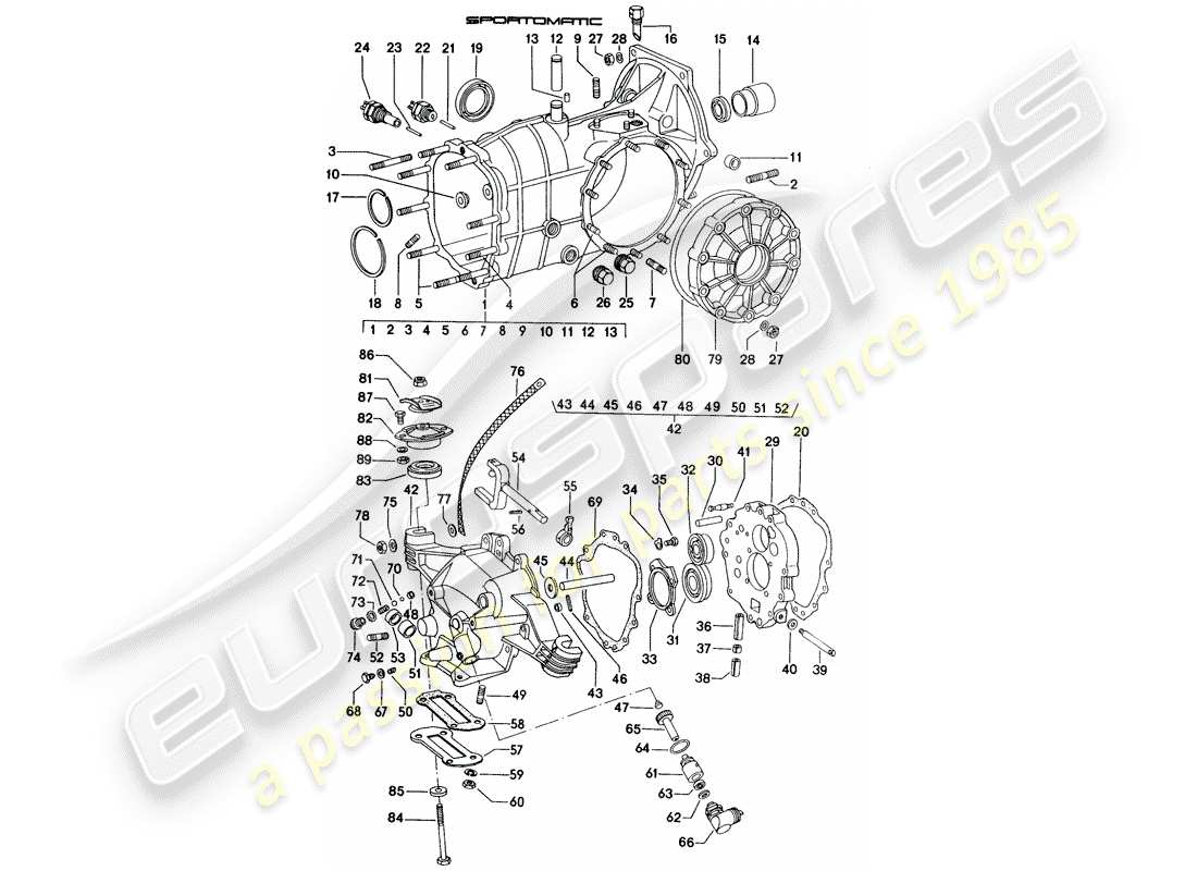 porsche 914 (1974) transmission case part diagram