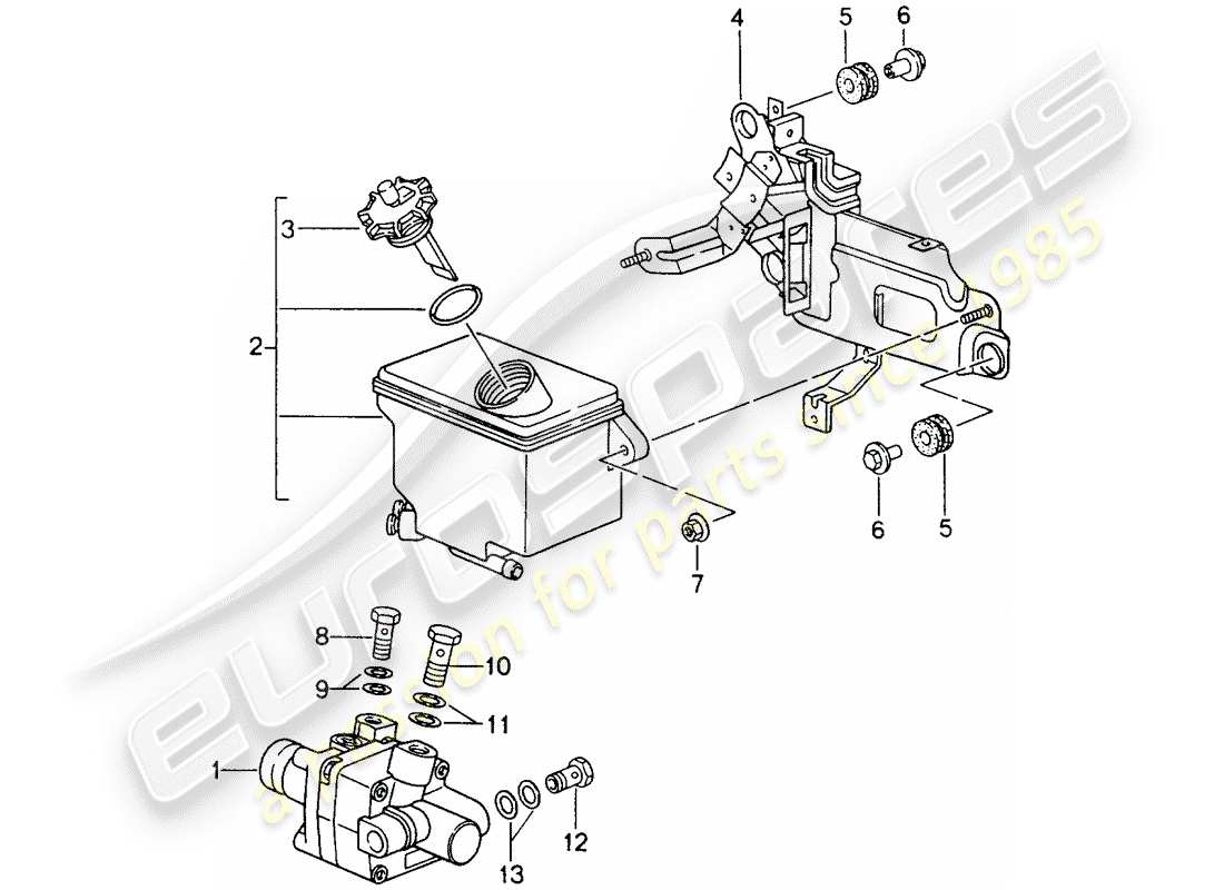 porsche 993 (1996) power steering - power-steering pump - container part diagram