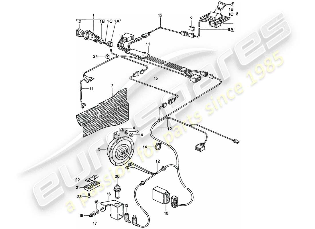 porsche 928 (1981) alarm system part diagram