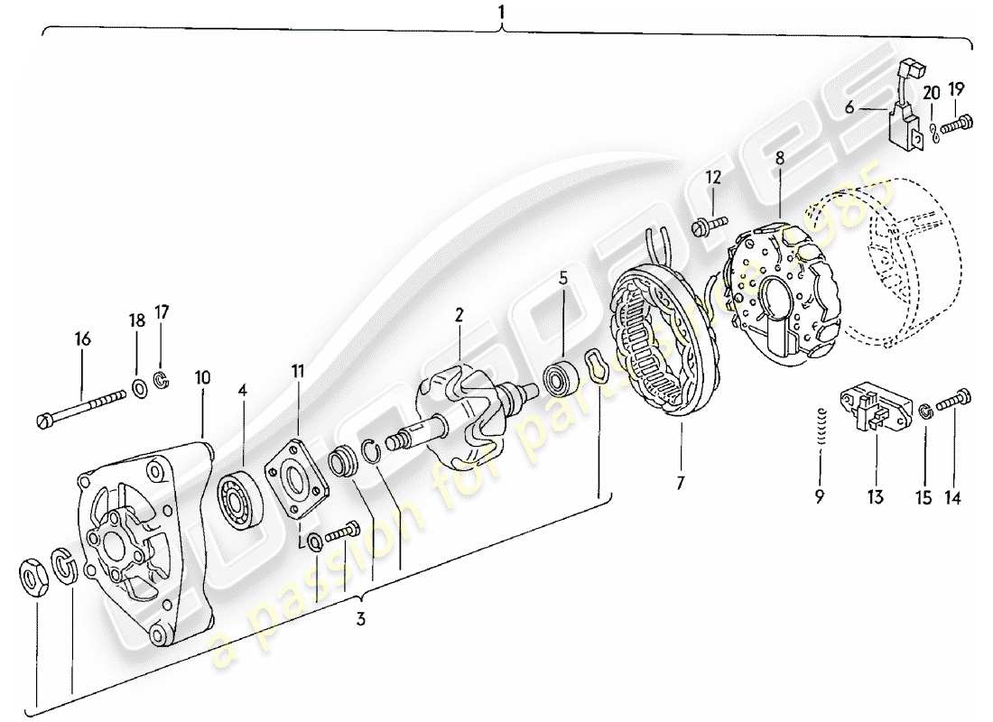 porsche 924 (1983) alternator part diagram