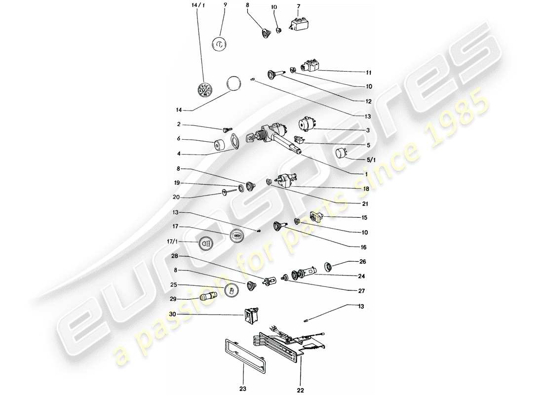 porsche 914 (1974) switch - dashboard trim part diagram