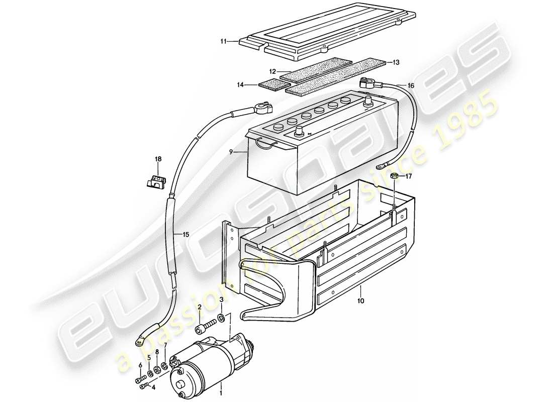 porsche 928 (1981) starter - battery part diagram