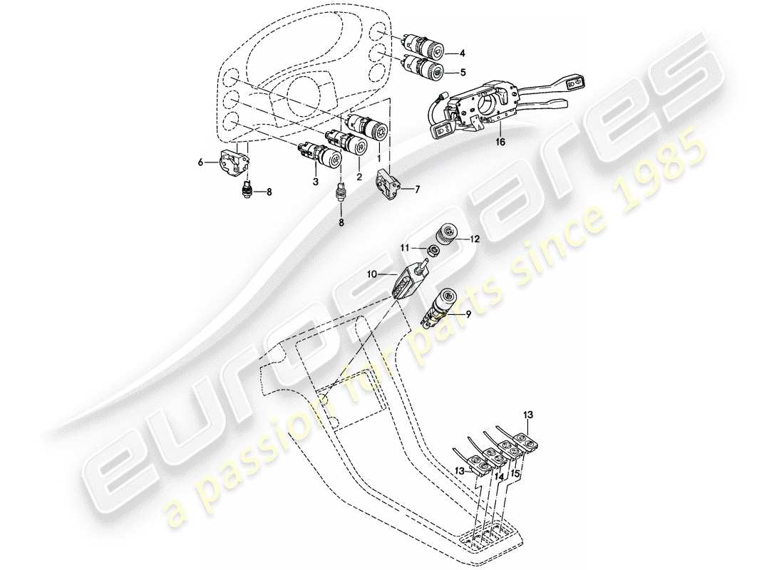 porsche 928 (1980) switch - manually part diagram