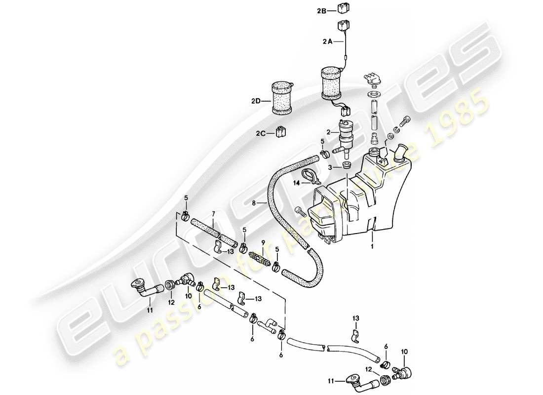 porsche 911 (1981) windshield washer unit - headlight washer system - d - mj 1980>> part diagram