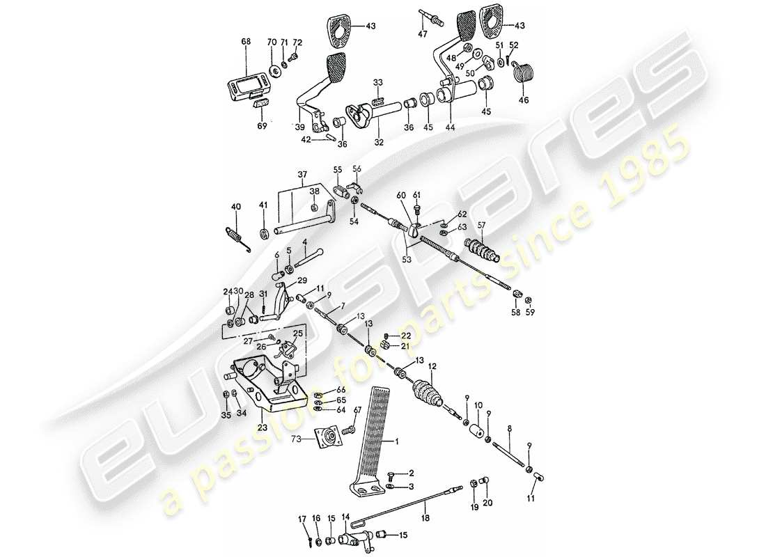 porsche 911 (1977) pedals part diagram