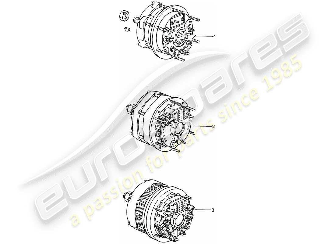 porsche replacement catalogue (1992) alternator part diagram