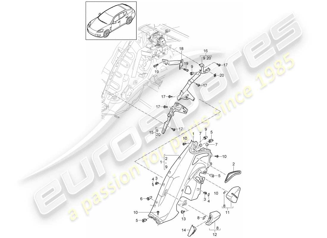 porsche panamera 970 (2013) lining part diagram