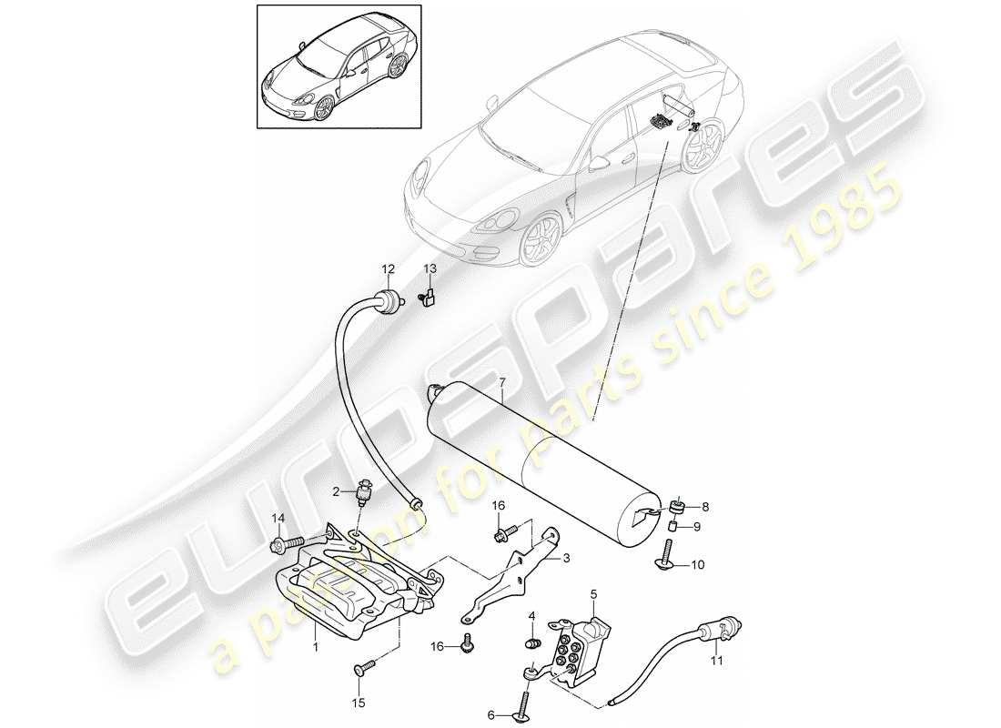 porsche panamera 970 (2011) self levelling system part diagram