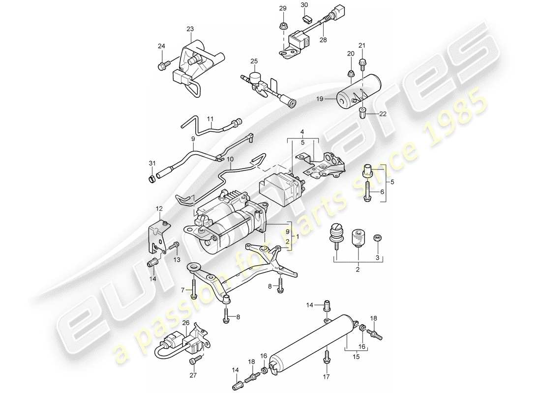 porsche cayenne (2008) self levelling system part diagram