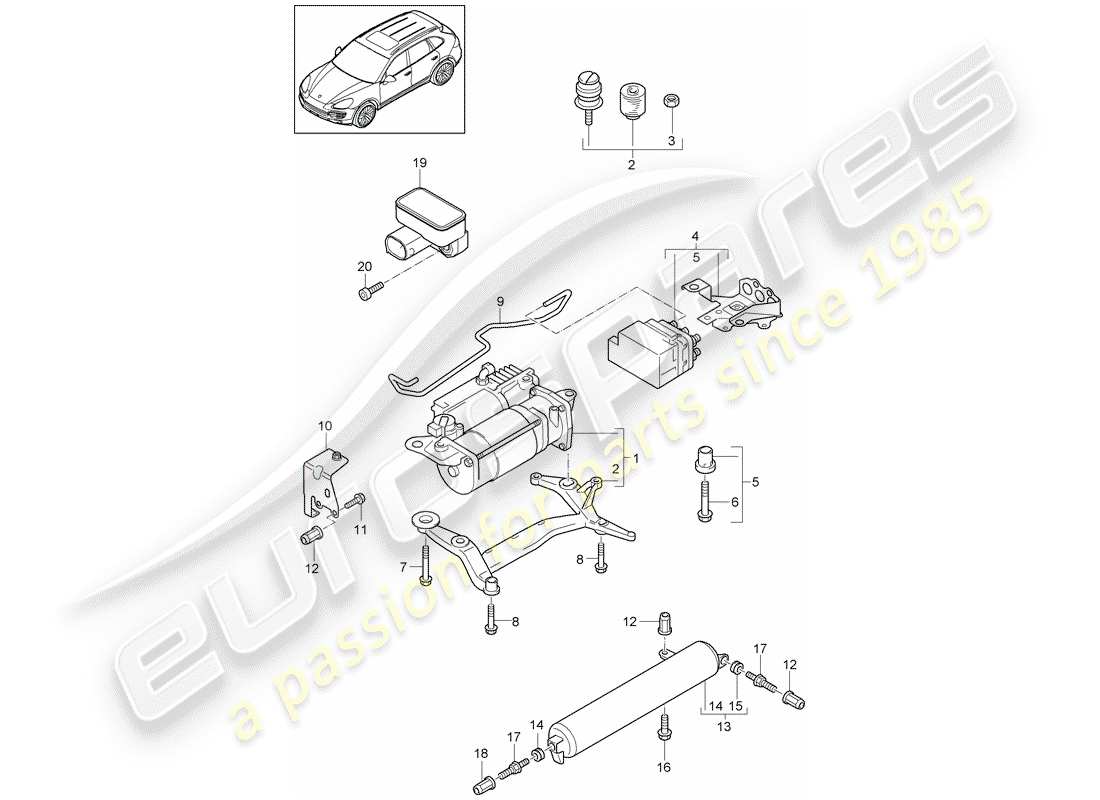 porsche cayenne e2 (2017) self levelling system part diagram