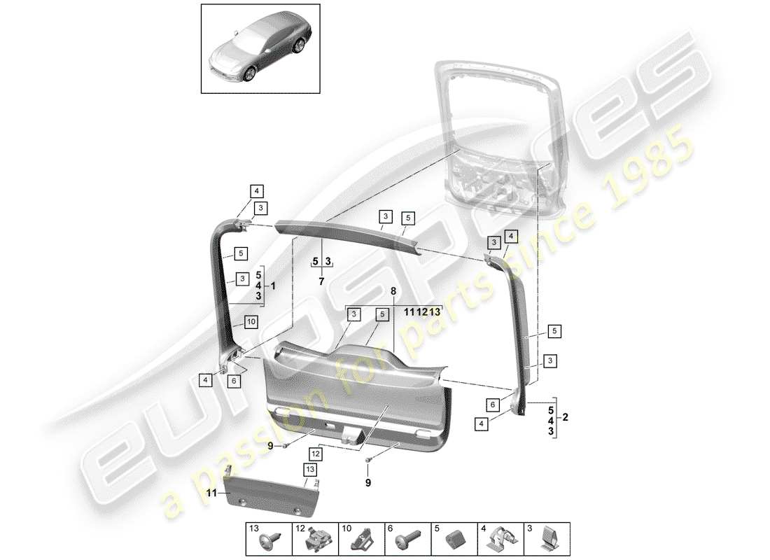 porsche panamera 971 (2017) trims part diagram