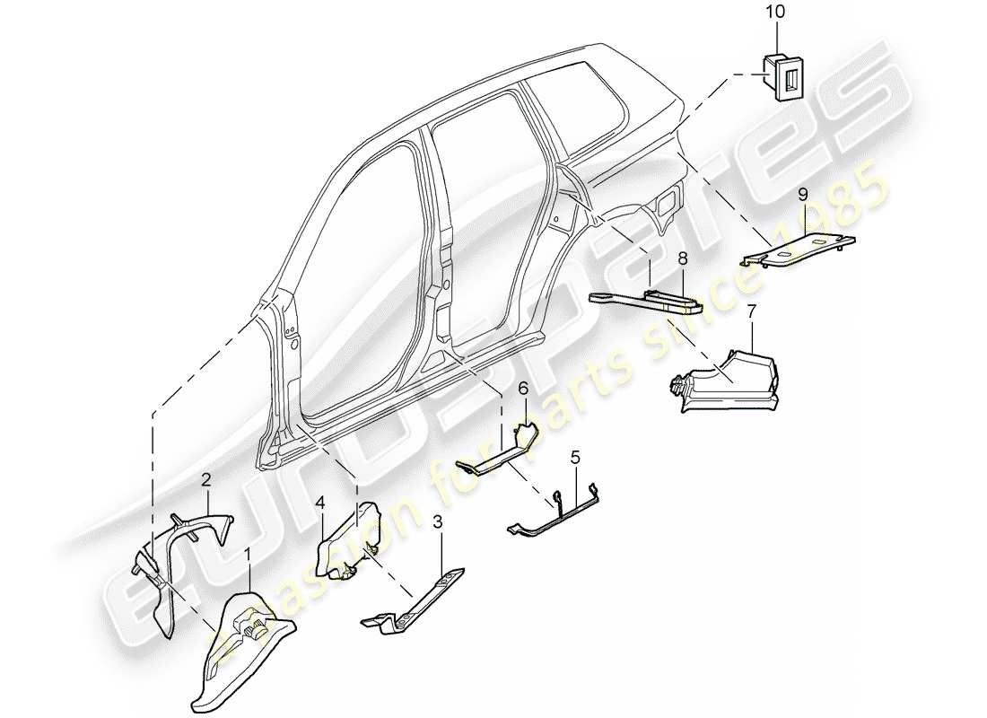 porsche cayenne (2009) sound absorber part diagram