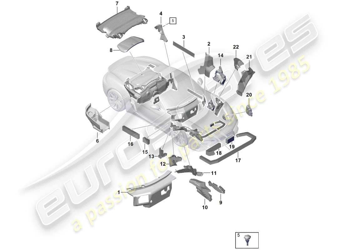 porsche boxster spyder (2019) body shell part diagram