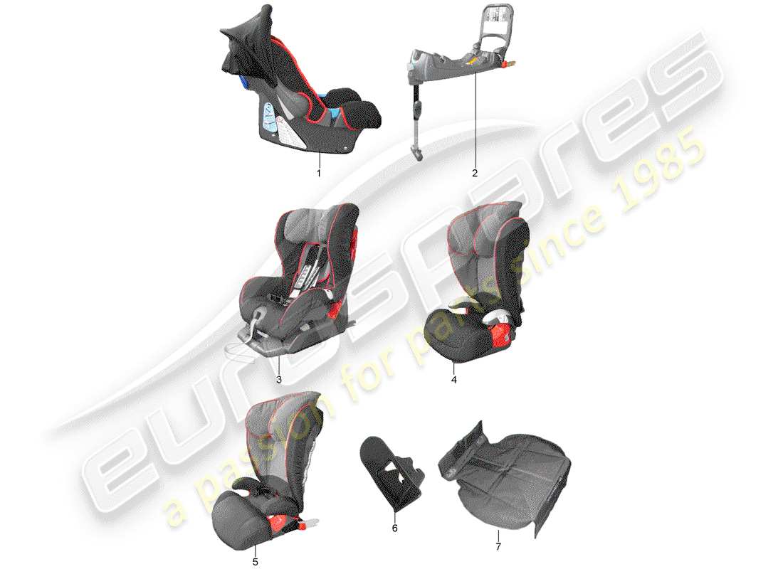 porsche tequipment 98x/99x (2018) child seat part diagram