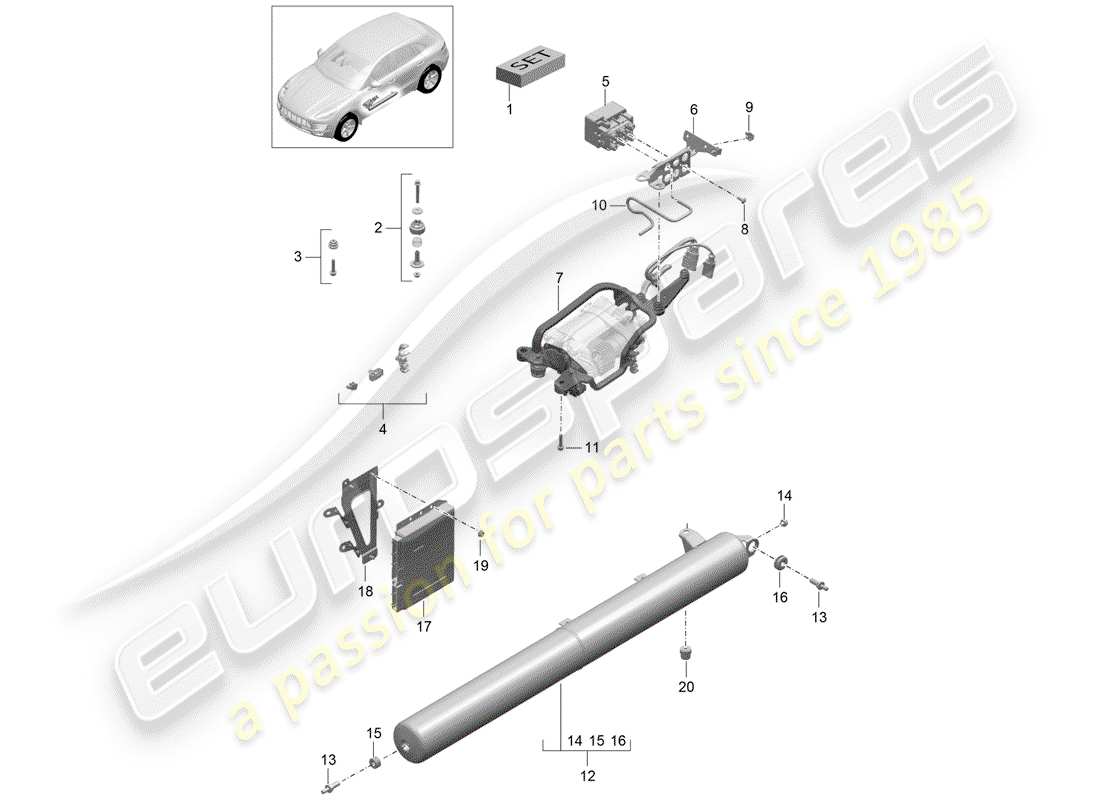 porsche macan (2018) self levelling system part diagram