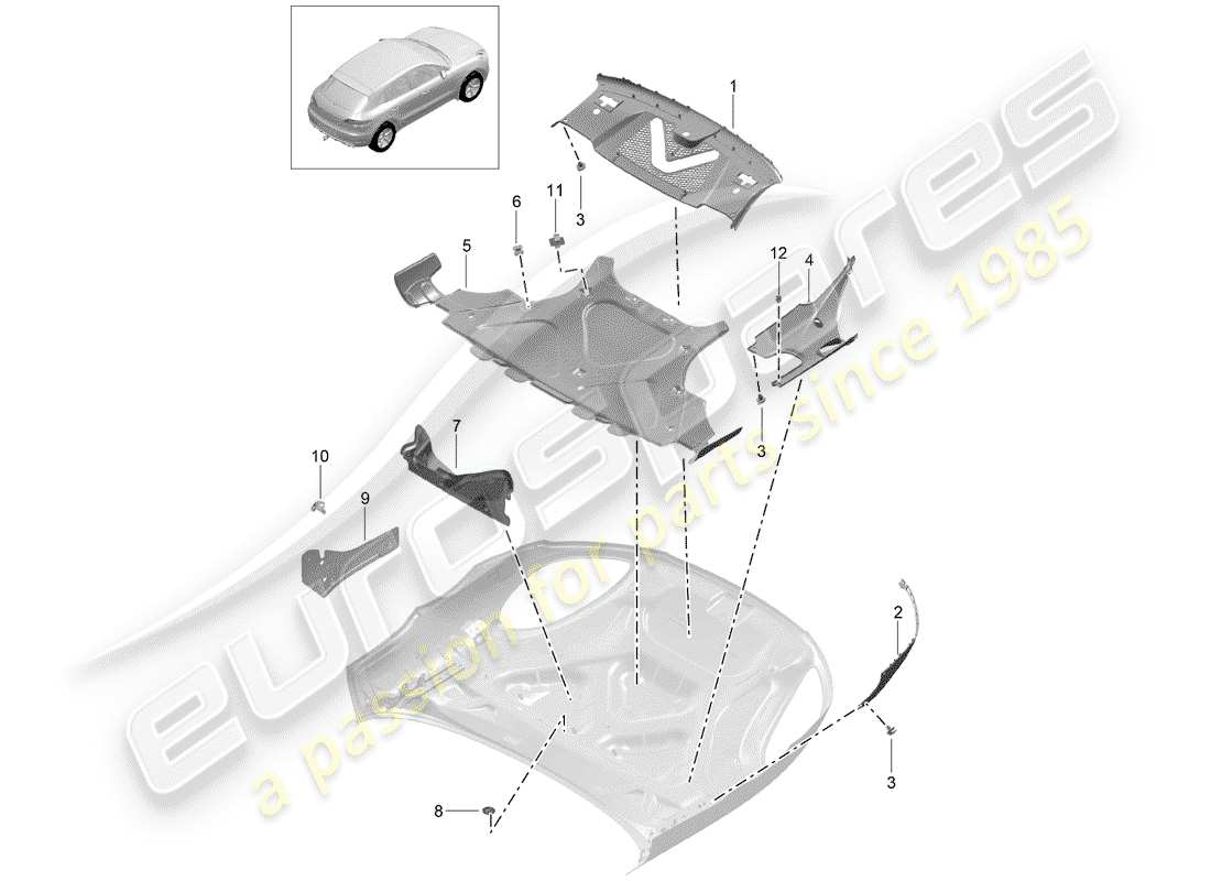 porsche macan (2018) lining part diagram