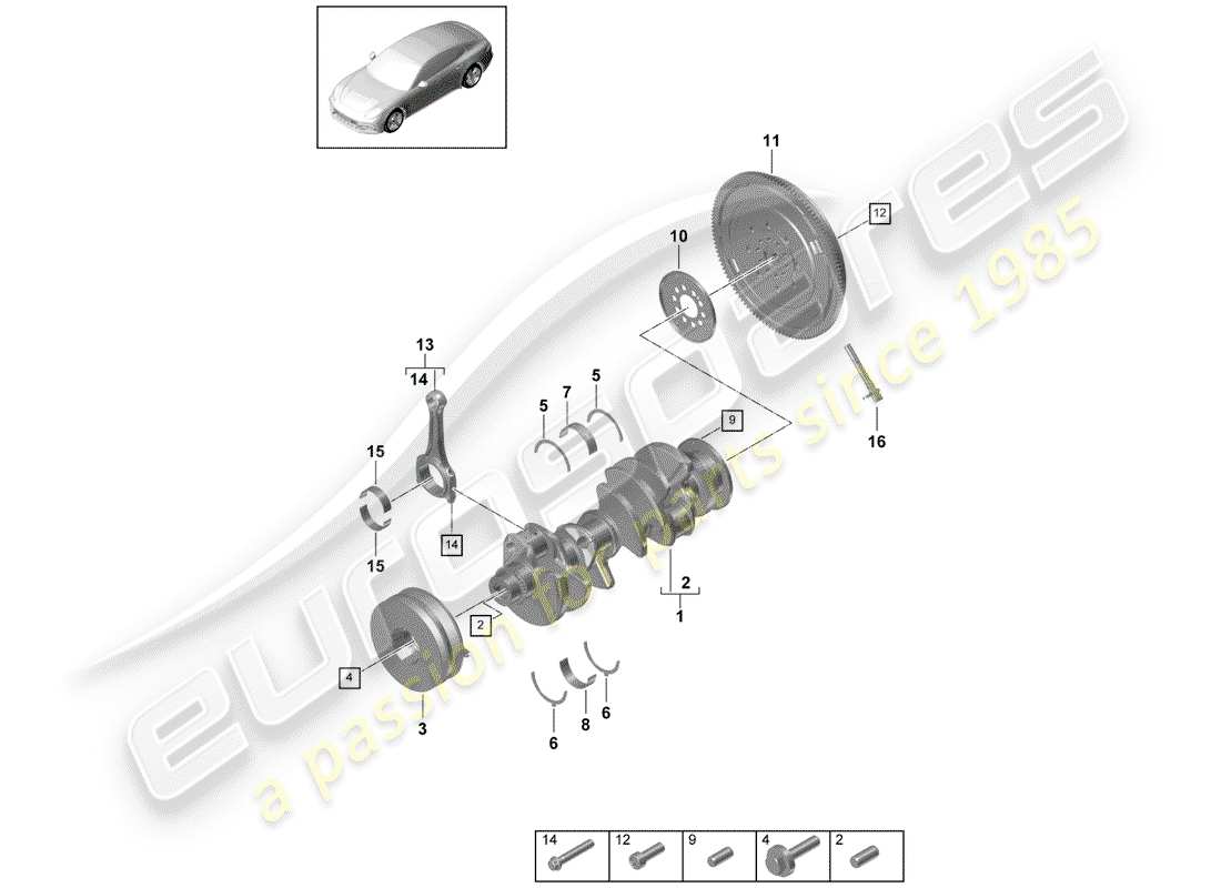 porsche panamera 971 (2018) crankshaft part diagram