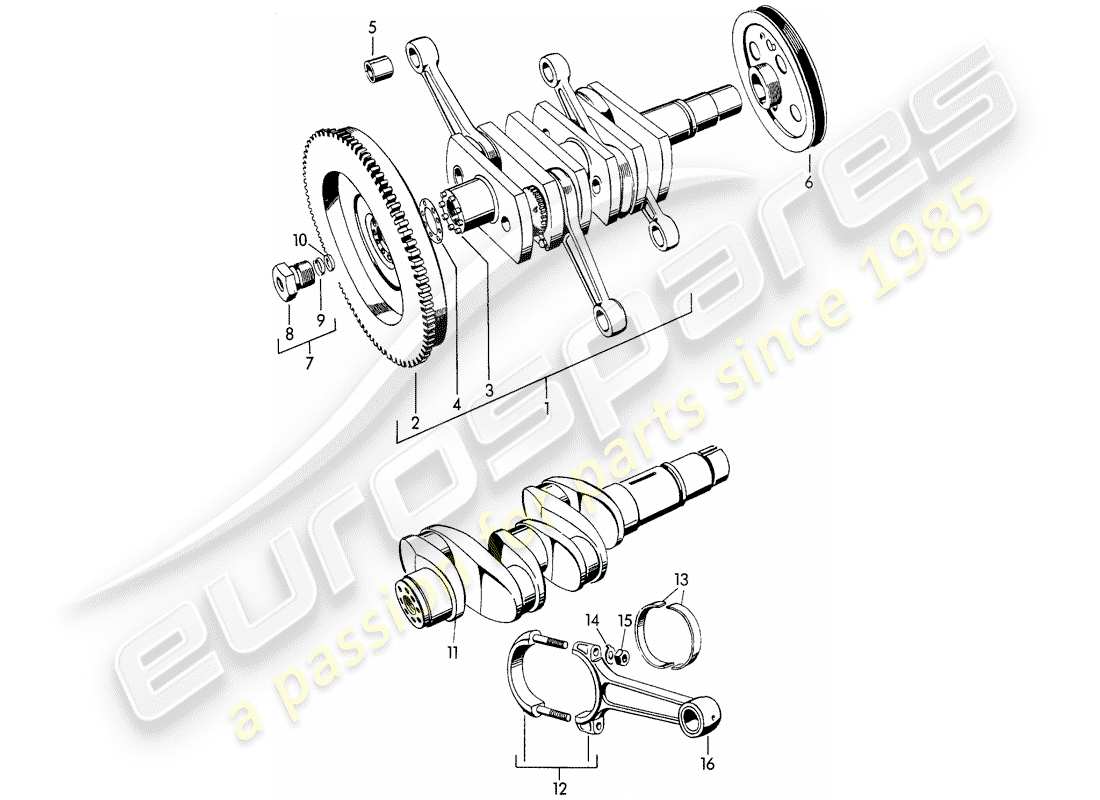 porsche 356/356a (1951) crankshaft - m >> 10 199 - m >> 21 780 - m >> 50 099 - m >> 21 999 - m >> 33 899 - m >> 40 999 part diagram