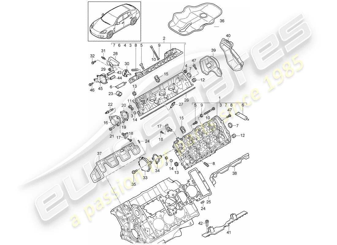 porsche panamera 970 (2013) cylinder head part diagram