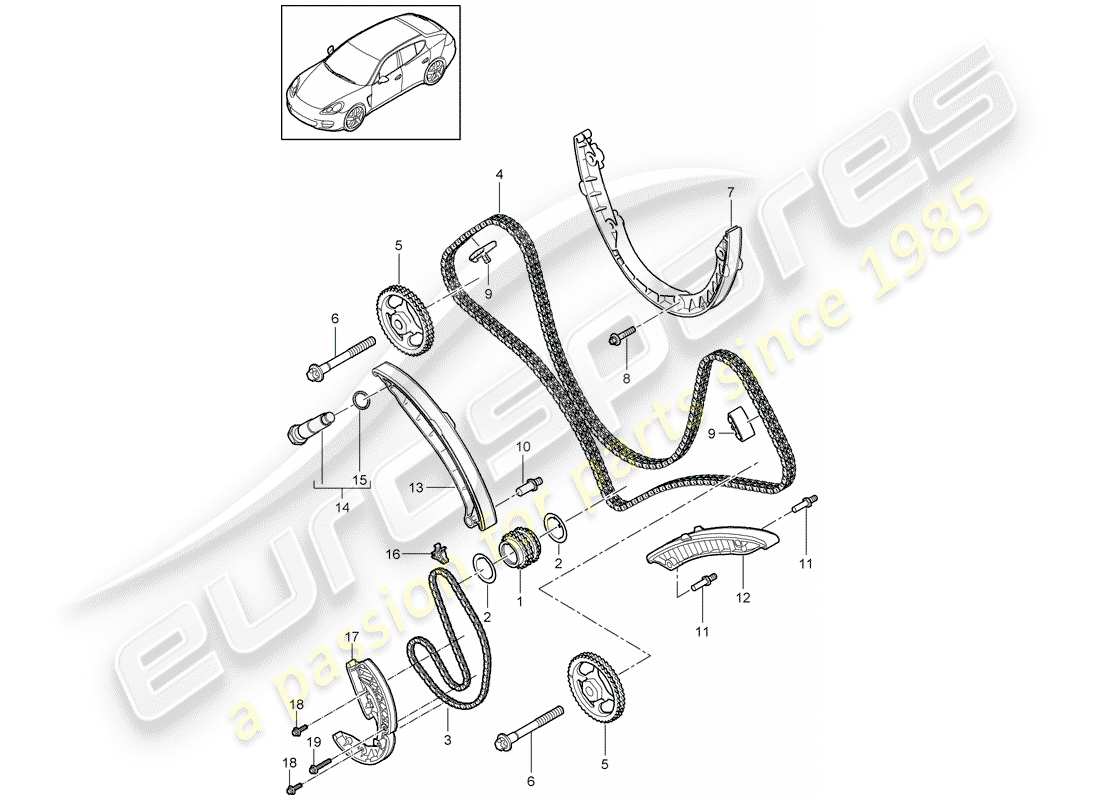 porsche panamera 970 (2013) timing chain part diagram