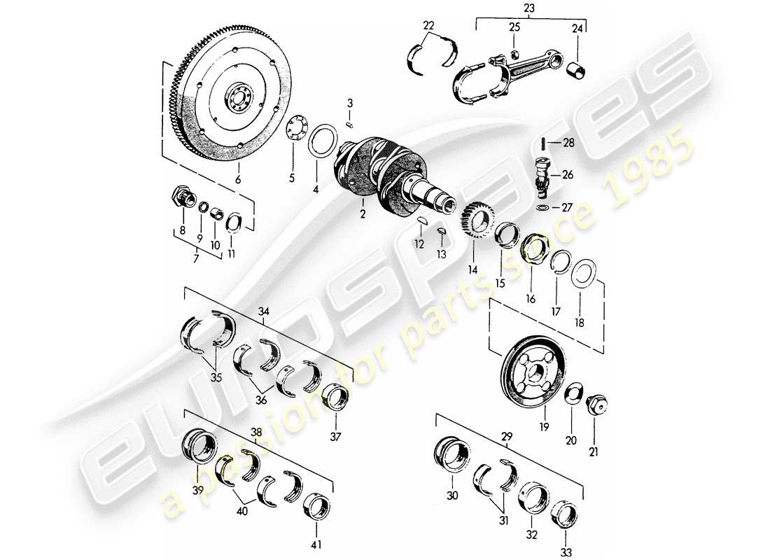 porsche 356b/356c (1962) crankshaft part diagram