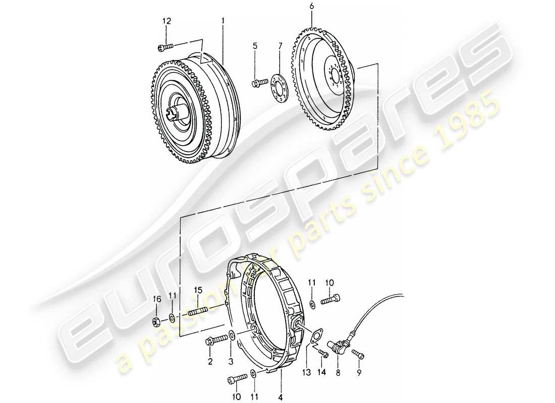 porsche 993 (1998) tiptronic - torque converter part diagram