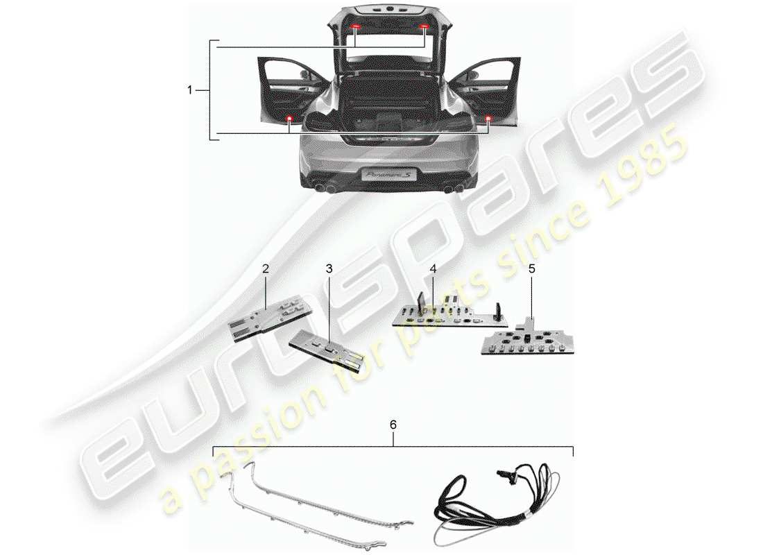 porsche tequipment panamera (2018) led module part diagram