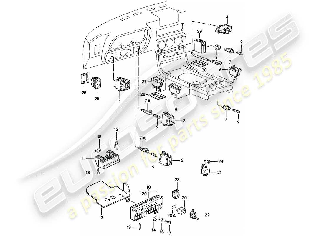 porsche 924s (1987) switch - relay part diagram