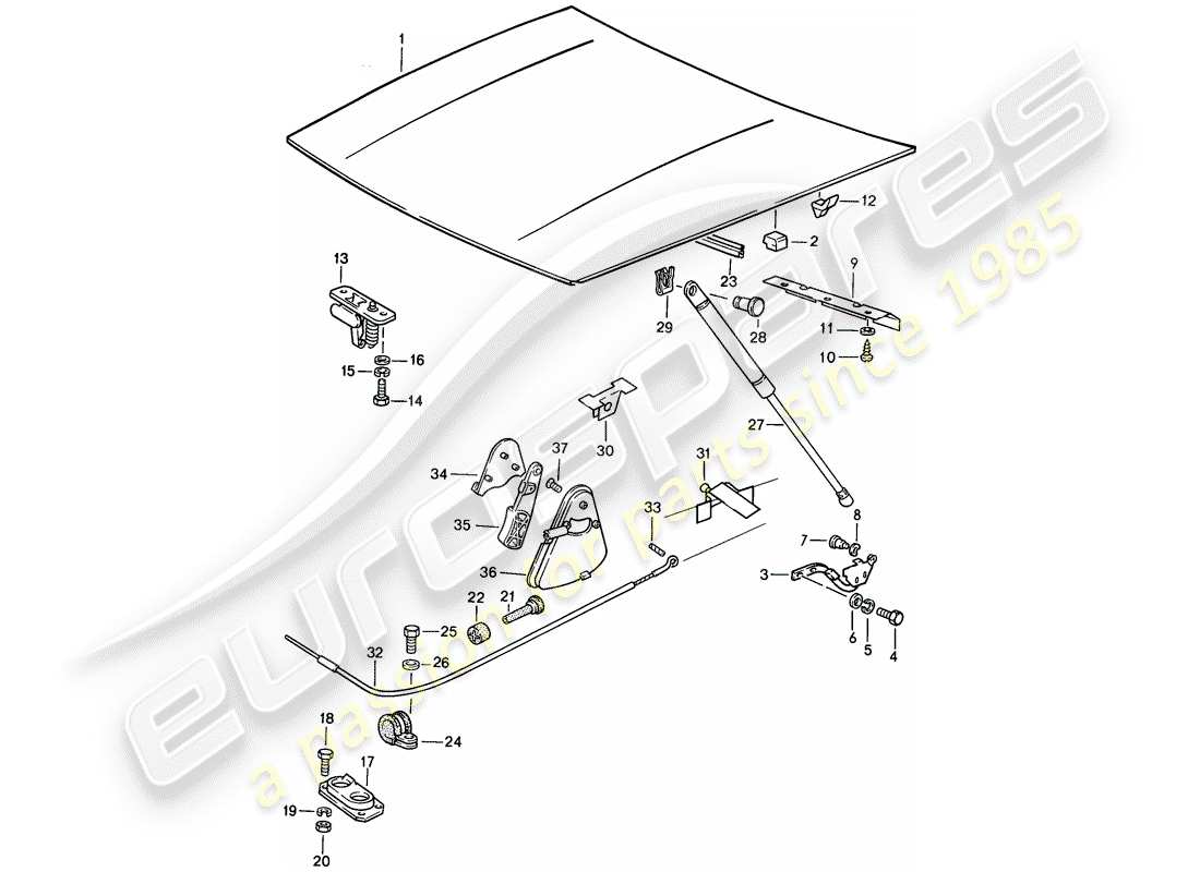 porsche 924s (1988) cover - actuator part diagram