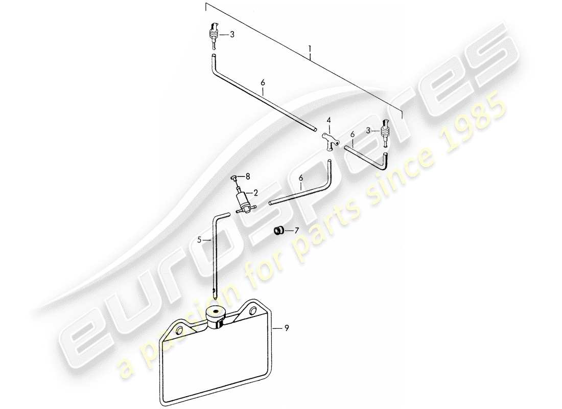 porsche 356/356a (1957) windshield washer unit part diagram