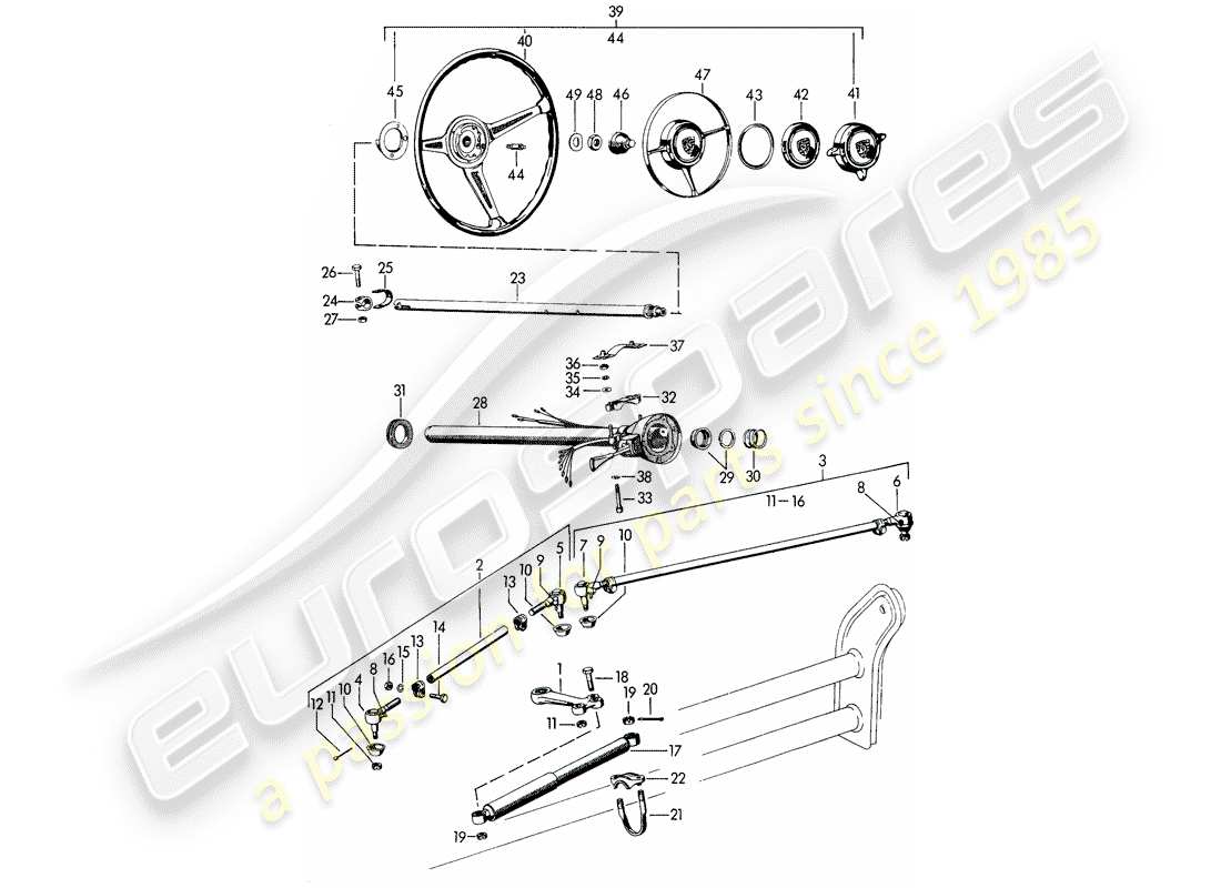 porsche 356b/356c (1963) steering parts part diagram