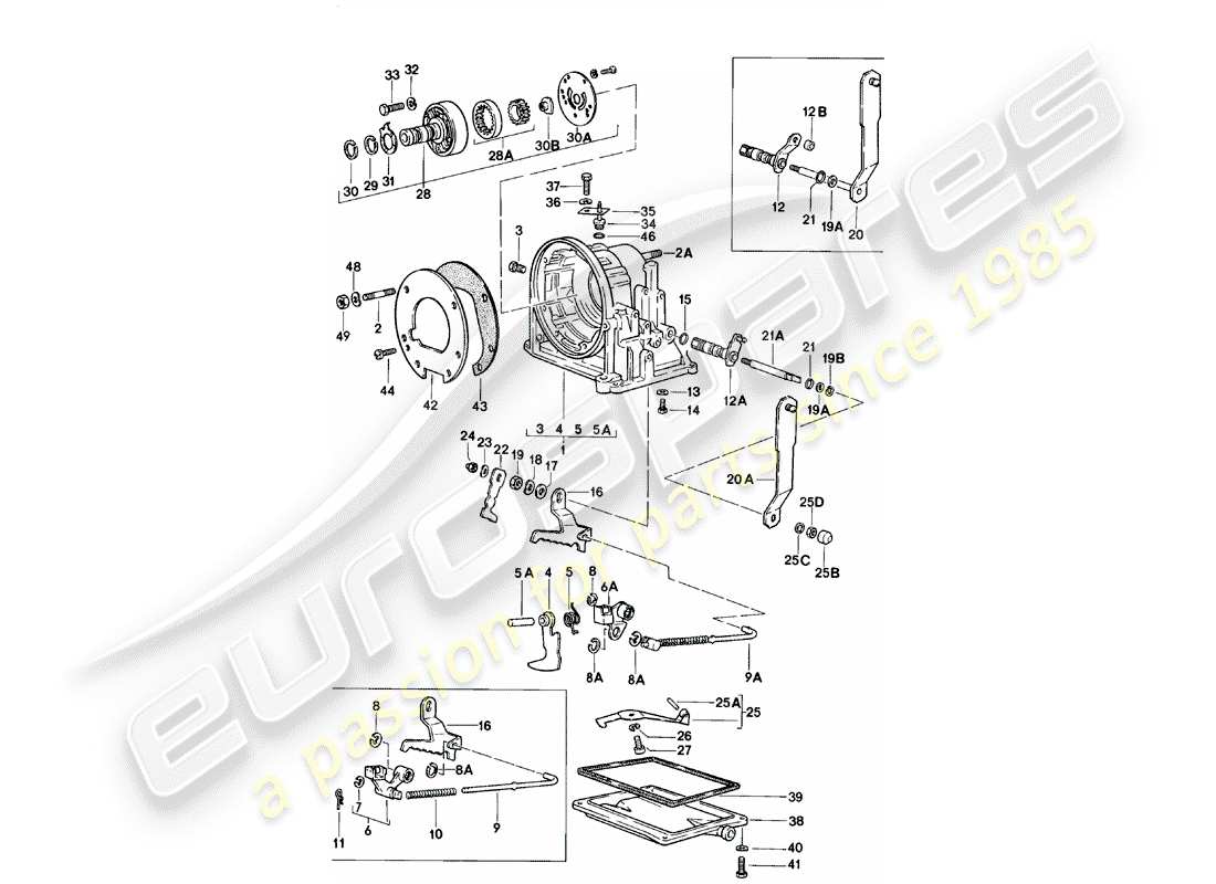 porsche 924 (1984) transmission case - automatic transmission part diagram