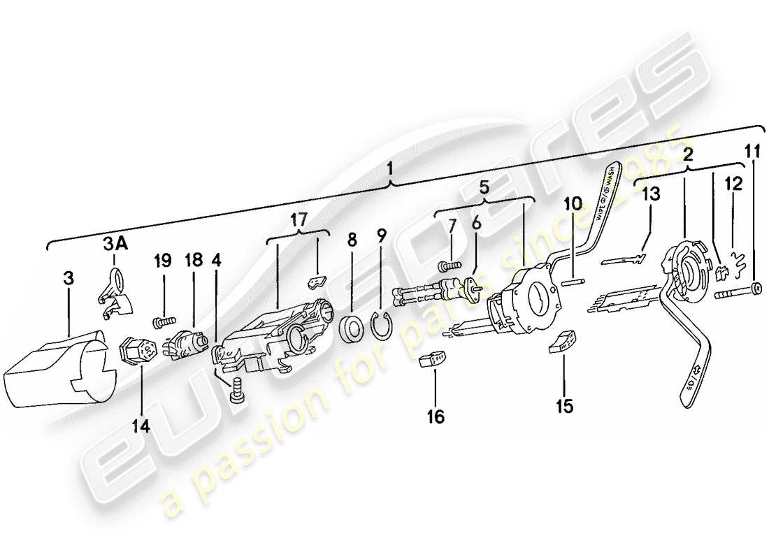 porsche 924 (1979) steering column switch part diagram