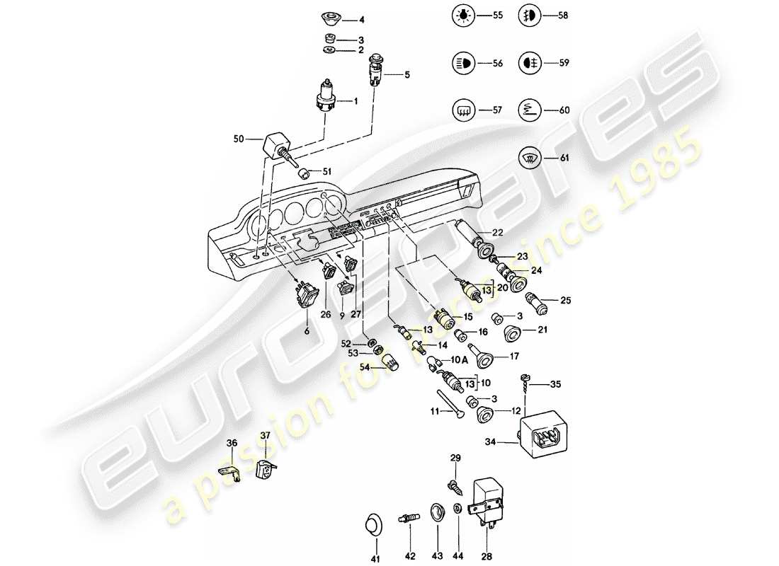 porsche 911 (1981) switch - relay part diagram