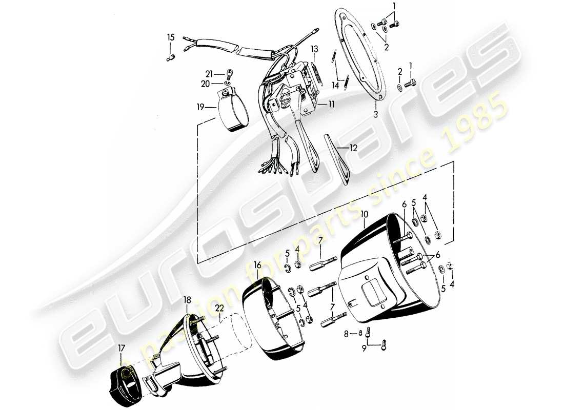 porsche 356b/356c (1964) steering column switch part diagram