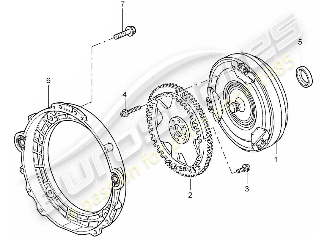 porsche 996 t/gt2 (2001) tiptronic - torque converter - driving disk part diagram