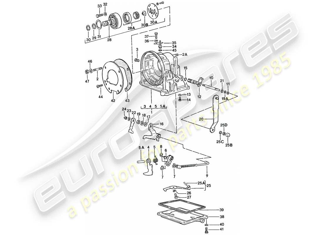 porsche 924s (1988) transmission case - automatic transmission part diagram