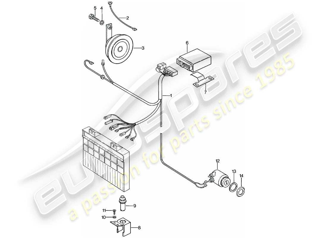 porsche 924 (1982) alarm system part diagram