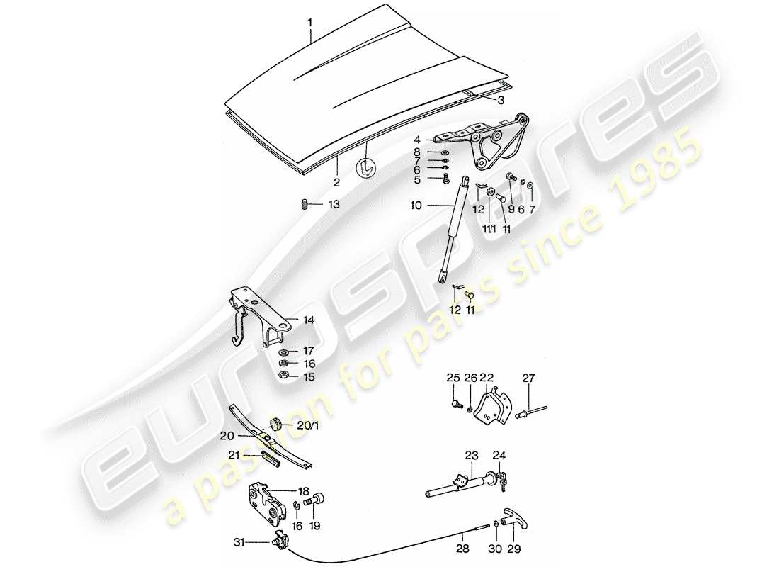 porsche 911 (1977) cover part diagram