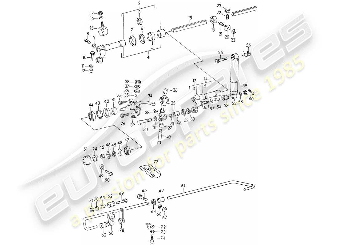 porsche 356/356a (1957) front axle - lubricants part diagram